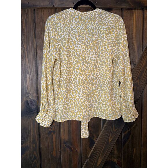 Anthropologie Current Air Leopard Animal Print Tie Neck Blouse - Picture 2 of 8
